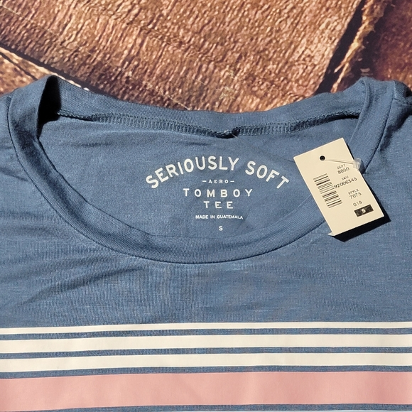 Aeropostale seriously soft tomboy tee small blue striped - Picture 4 of 6